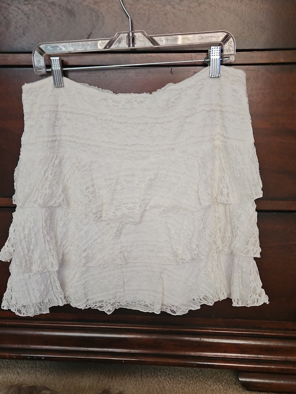 White Lace Tiered Mini Skirt